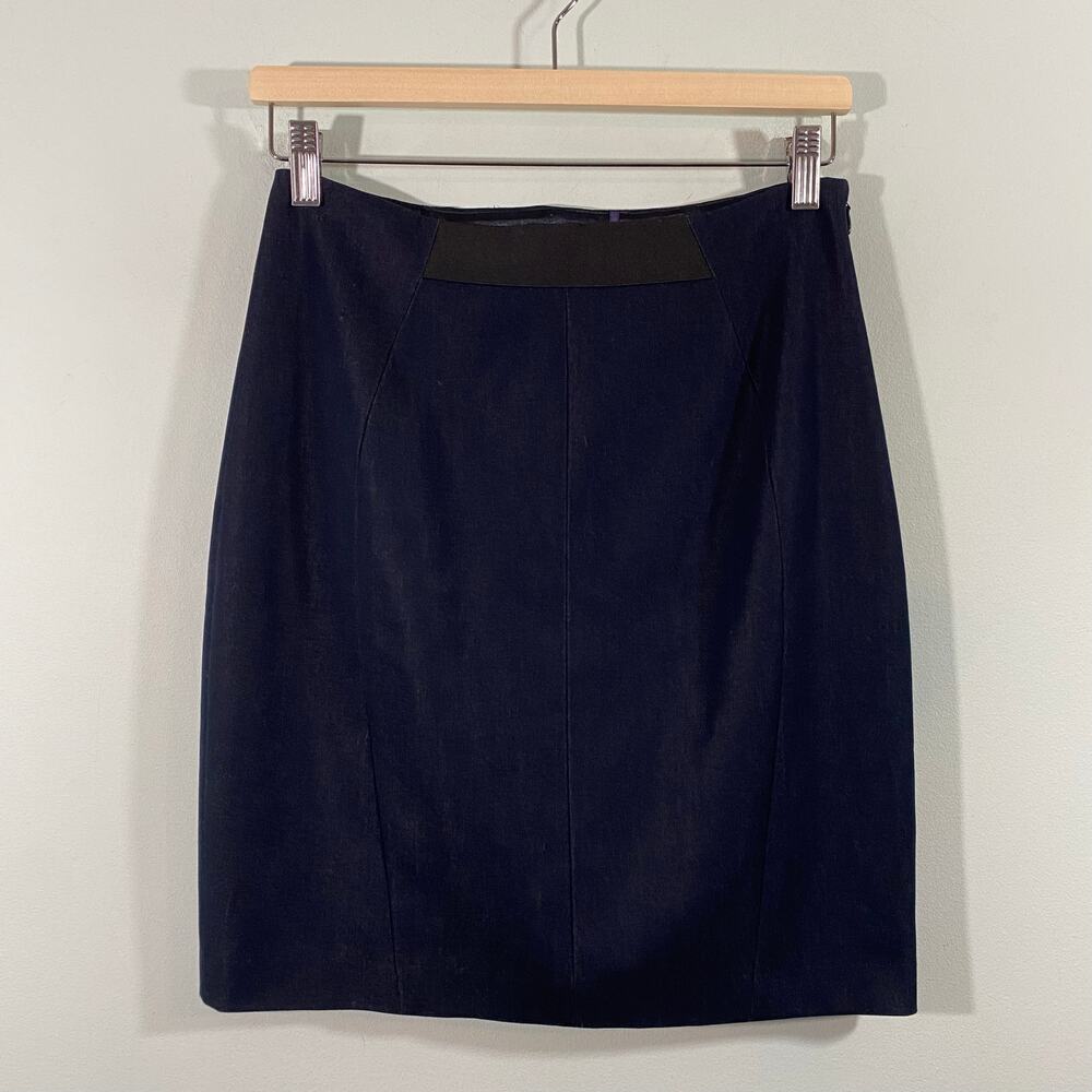 T by Tahari Women Indigo Pencil Mini Ramsy Skirt Size 4 NWT